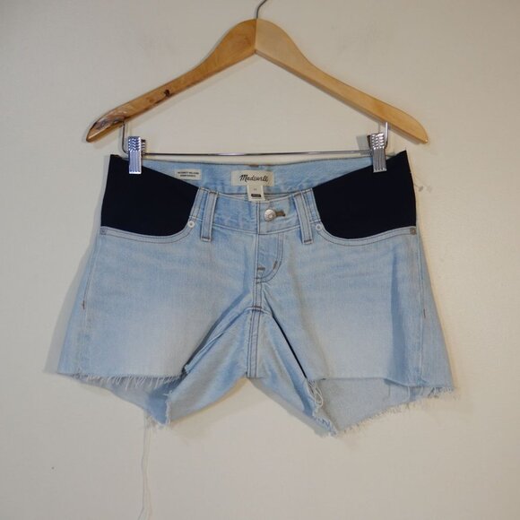 MADEWELL Relaxed Fit Denim Maternity Side Panel SHORTS Size 24 Blue Essen NEW - Picture 3 of 10